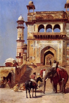 Avant une mosquée indienne Peinture à l'huile